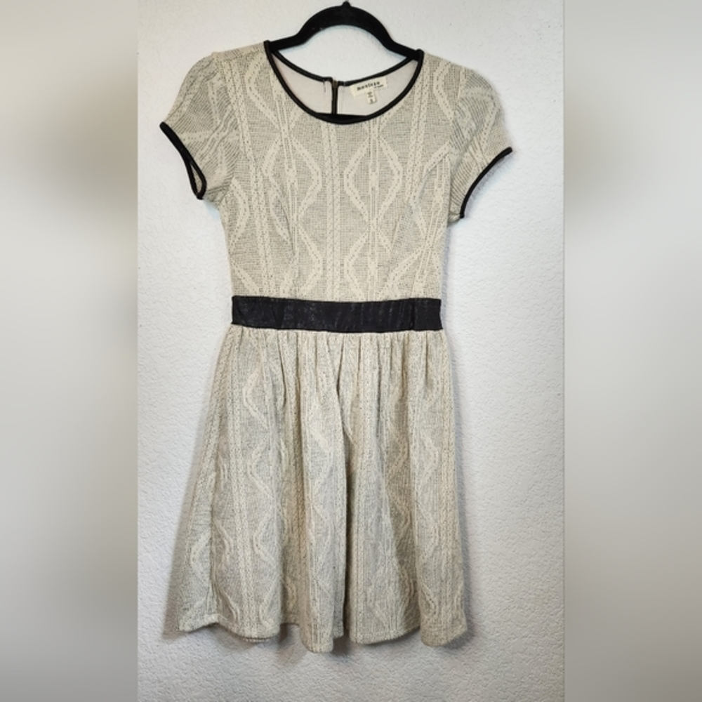 Monteau Cream Dress‎ with Black Accents, Size S